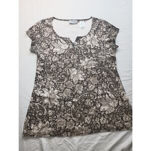 Vintage Floral Paisley Hippie Hippy Y2K Brown Tan Blouse Women Large villager